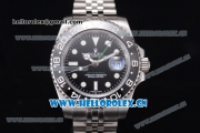 Rolex GMT-Master II Swiss ETA 2836 Automatic Stainless Steel Case/Bracelet with Black Dial and Dot Markers