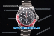 Rolex GMT-Master Vintage Asia 2813 Automatic Stainless Steel Case/Bracelet with White Markers Red/ Black Bezel and Black Dial