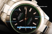 Rolex Milgauss Automatic Movement Full Steel with Black Dial and Green Sapphire - Bamford Limited Edition