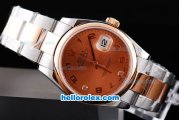 Rolex Datejust Oyster Perpetual Automatic Two Tone with Rose Gold Bezel,Khaki Dial and Number Marking-Small Calendar