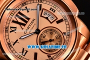 Cartier Calibre De Swiss ETA 2824 Automatic Rose Gold Case with Black Roman Numeral Markers and Rose Gold Dial