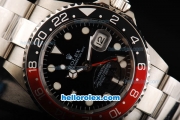 Rolex GMT-Master II Swiss ETA 2836 Automatic Movement Full Steel with Black/Red Bezel and White Markers