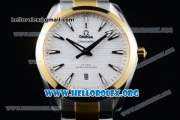 Omega Seamaster Aqua Terra 150M Clone Omega 8500 Automatic Two Tone Case/Bracelet with White Dial Silver Stick Markers (YF)
