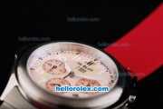 Hublot MDM Chronograph Miyota Quartz Movement MOP Dial with White Numeral Markers and Red Rubber Strap-Lady Size