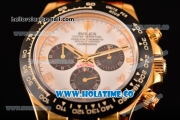 Rolex Daytona Chrono Swiss Valjoux 7750 Automatic Yellow Gold Case with Ceramic Bezel Stick Markers and White Dial (BP)