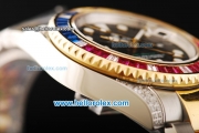 Rolex GMT Master II Swiss ETA 2836 Automatic Movement Black Dial with Diamond Bezel and Two Tone Strap