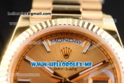 Rolex Day-Date II Clone Rolex 3135 Automatic Yellow Gold Case/Bracelet with Yellow Gold Dial and Stick Markers (BP)