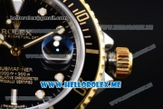 Rolex Submariner Clone Rolex 3135 Automatic Two Tone Case/Bracelet with Black Dial and Dot Markers PVD Bezel (BP)