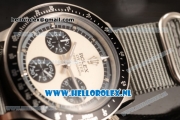 Rolex Daytona Vintage Chronograph OS20 Quartz Steel Case with White Dial and Grey Nylon Strap