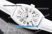 Franck Muller Black Croco Asia Automatic Ceramic Case with White Dial and Arabic Numeral Markers White Leather Strap