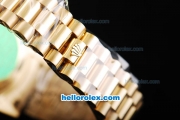 Rolex Day-Date Automatic Movement Full Gold with Gold Dial-Roman Markers and Diamond Bezel