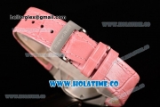Audemars Piguet Royal Oak Lady Swiss Quartz Steel Case with Pink Leather Strap White Dial and Stick Markers