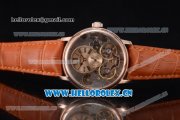 Audemars Piguet Jules Audemars Skeleton Tourbillon Asia ST25 Automatic Rose Gold Case Rose Gold Dial Roman Numeral Markers and Brown Leather Strap