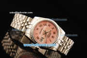 Rolex Datejust Oyster Perpetual Automatic Movement Full Steel with Pink Dial and Roman Numeral Markers