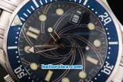 Omega Seamaster Professional Chronometer Automatic Movement ETA Case with Blue Bezel-Dot Markers and Black Dial