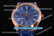 Patek Philippe Grand Complications Perpetual Calendar Miyota Quartz Rose Gold Case with Blue Dial and White Roman Numeral Markers