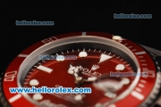 Rolex Colamariner Submariner Automatic Movement PVD Case with Red Dial and Red Bezel - Black Nylon Strap