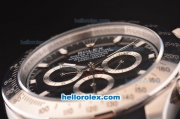 Rolex Daytona Asia 3836 Automatic Steel Case with Black Dial - Stick Markers and Black Rubber Strap - 7750 Coating