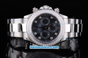 Rolex Daytona Oyster Perpetual Chronometer Automatic with White Diamond Bezel,Black Dial and Diamond Marking