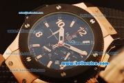 Hublot Big Bang King Chronograph Miyota Quartz Movement Rose Gold Case with Black Dial and PVD Bezel