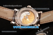 Breguet Marine Big Date Clone Breguet Automatic Steel Case with White Dial and Brown Leather Strap