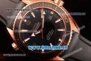 Omega Seamaster Planet Ocean 600 M Co-Axial Clone Omega 8501 Automatic Rose Gold Case with Black Dial and White Stick/Arabic Numeral Markers
