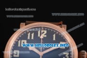 Zenith Pilot Type 20 Extra Special Miyota 9015 Automatic Rose Gold Case with Black Dial Number Markers and Brown Leather Strap - 1:1 Original