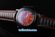 Ferrari Chronograph Quartz Movement PVD Case with Red Dial and Black Leather Strap