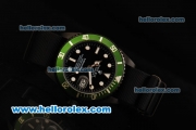 Rolex Submariner Automatic Movement PVD Case with Black Dial - Green Bezel and Black Nylon Strap