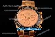 Rolex Daytona Chrono Swiss Valjoux 7750 Automatic Yellow Gold Case/Bracelet with Ceramic Bezel Rose Gold Dial and Stick Markers (BP)