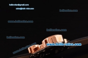 Cartier Perles de Cartier Swiss Quartz Rose Gold Case with Black Leather Strap and White Dial Diamond Bezel 1:1 Original