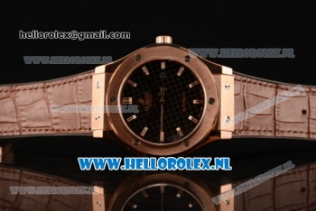 Hublot Classic Fusion 9015 Auto Rose Gold Case with Black Dial and Brown Leather Strap