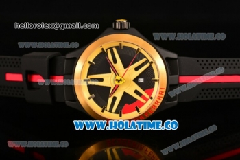 Ferrari Scuderia Ferrari Orologi 2015 Miyota 2035 Quartz PVD Case with Black Dial Yellow Gold Bezel and Stick Markers