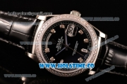 Rolex Day-Date Asia Automatic Steel Case with Diamonds Markers Black Dial - Diamonds Bezel (BP)