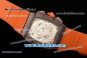 Richard Mille Limited Edition USA Chrono Swiss Valjoux 7750 Automatic Brown PVD Case with Skeleton Dial Numeral Markers and Orange Rubber Bracelet