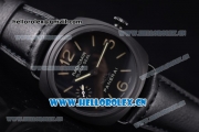 Panerai Radiomir Black Seal Pam 292 Asia 6497 Manual Winding Ceramic Case with Black Dial Stick/Arabic Number Markers and Black Leather Strap