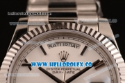 Rolex Day-Date Swiss ETA 2836 Automatic Steel Case with White Dial and Steel Bracelet - (BP)