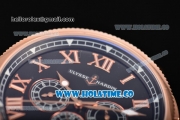 Ulysse Nardin Marine Chrono Asia Automatic Rose Gold Case with Roman Numeral Markers and Black Dial
