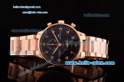 IWC Portuguese Chrono Miyota OS10 Quartz Rose Gold Case/Strap with Black Dial and Arabic Numeral Markers