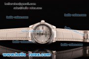 Rolex Day-Date Asia 2813 Automatic Steel Case with White Leather Strap Stick Markers and White Dial