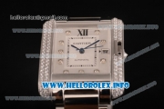Cartier Tank Anglaise Miyota 9015 Automatic Steel Case/Bracelet with Silver Dial and Diamonds Markers - Diamonds Bezel