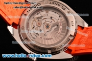 Omega Seamaster Planet Ocean Swiss ETA 2824 Clone 8500 Automatic Steel Case with Black Dial Orange Rubber Strap