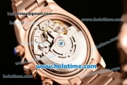 Rolex Daytona Chrono Swiss Valjoux 7750 Automatic Rose Gold Case with Stick Markers White Dial and Black Ceramic Bezel