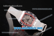 Richard Mille RM 56-01 Tourbillon Miyota 6T51 Manual Winding Sapphire Crystal Case with Skeleton Dial and Aerospace Nano Translucent Strap - Red Inner Bezel