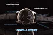 IWC Portuguese Swiss ETA 2836 Automatic Steel Case with Black Dial - Numeral Markers and Black Leather Strap