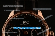 IWC Portuguese Automatic Clone IWC 52010 Automatic Rose Gold Case Black Dial and Black Leather Strap - (AAAF)