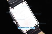 Franck Muller Geneve Long Island Quartz Silver Case with White Dial and Black Leather Starp-Red Marking