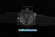 Breitling Avenger Chronograph Miyota Quartz Movement PVD Case with Black Dial-Black Rubber Strap