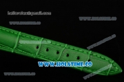 Rolex Cellini Time Asia 2813 Automatic Yellow Gold Case White Dial Green Leather Strap and Stick/Roman Numeral Markers