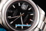 Rolex Datejust II Oyster Perpetual Automatic Movement Black Dial with White Stick Marker and SS Strap